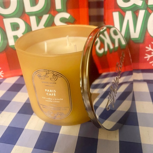Paris Cafe Bath & Body Works NEW 3 WICK CANDLE White Barn discontinued - Picture 2 of 4